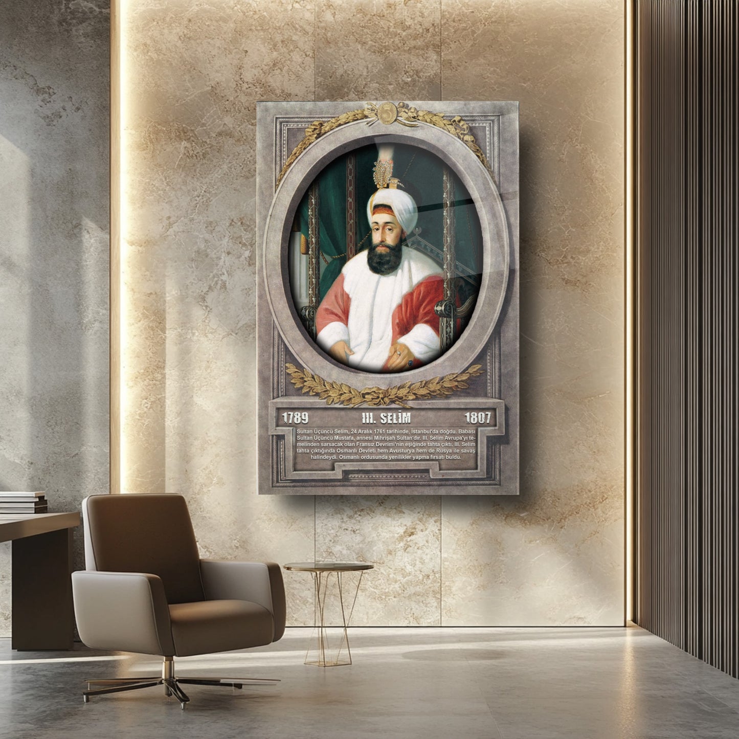Osmanlı Padişahı 3. Selim Cam Tablo