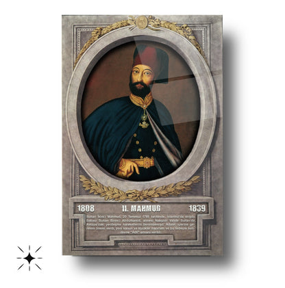 Osmanlı Padişahı 2. Mahmut Cam Tablo