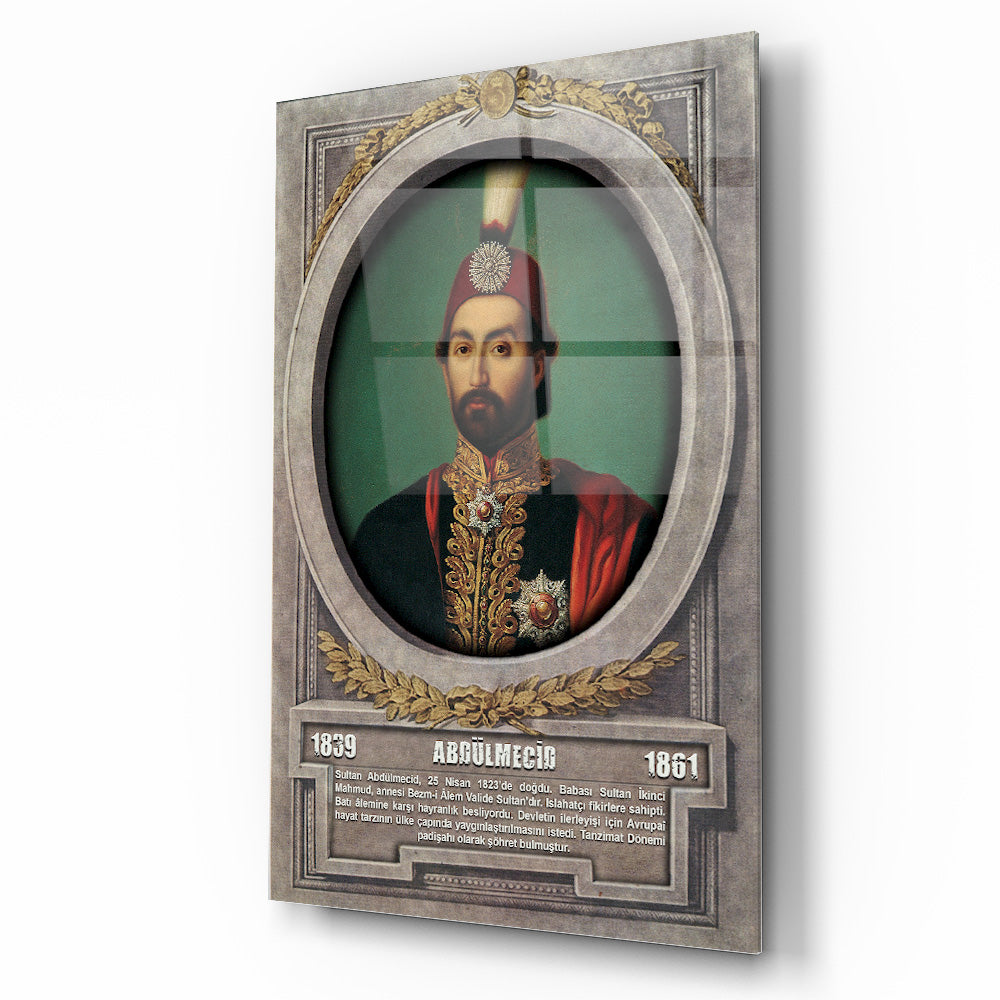 Osmanlı Padişahı Abdülmecid Cam Tablo