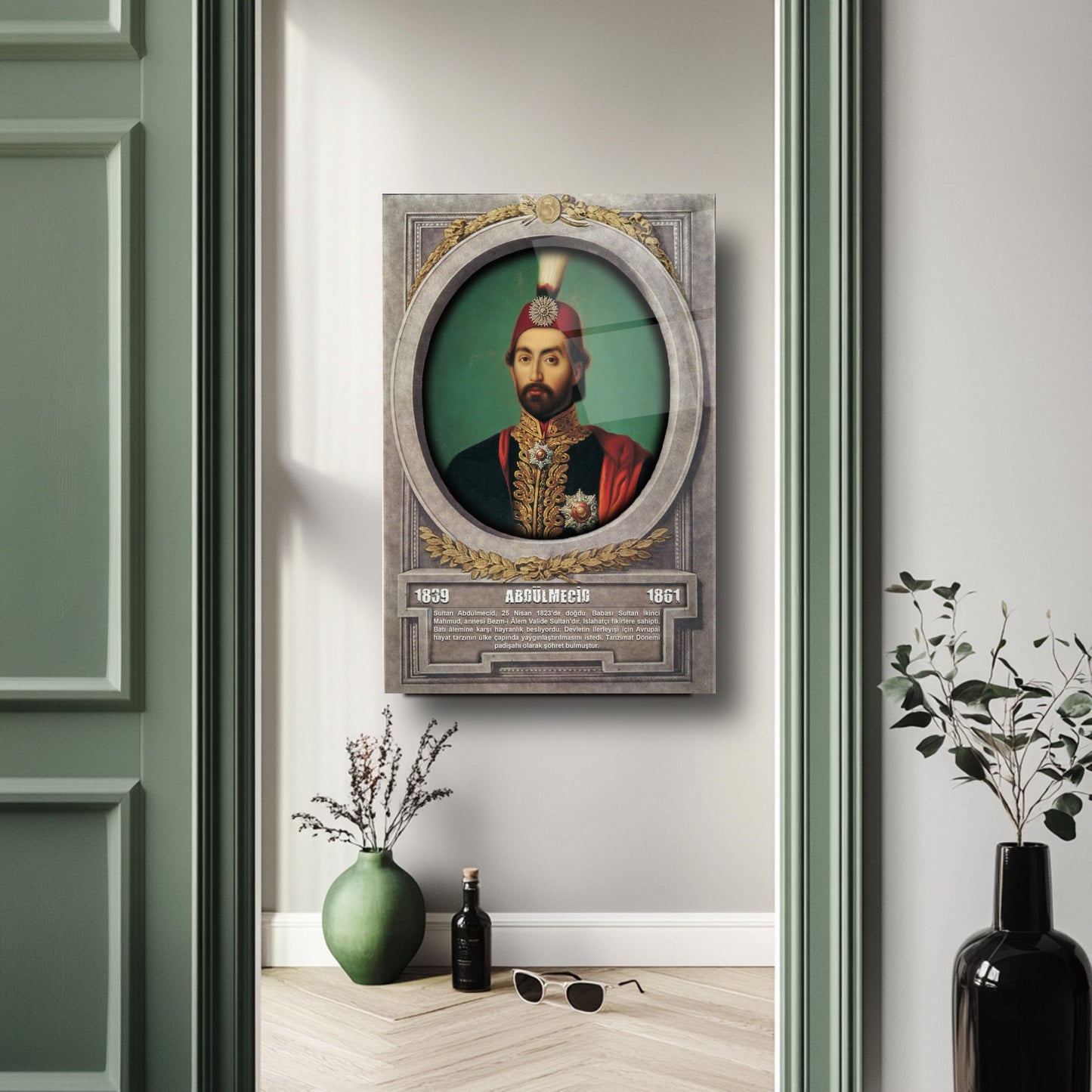 Osmanlı Padişahı Abdülmecid Cam Tablo