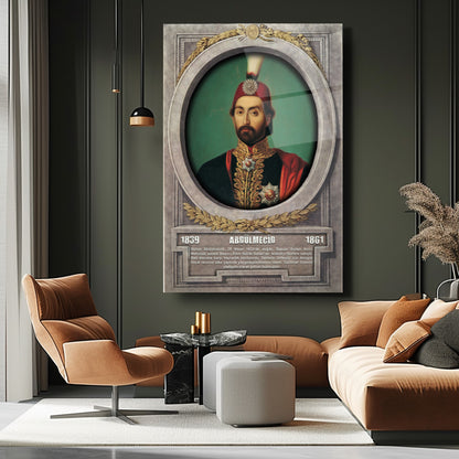 Osmanlı Padişahı Abdülmecid Cam Tablo