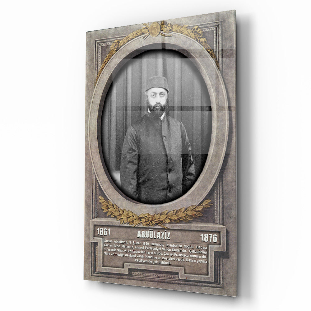 Osmanlı Padişahı Abdülaziz Cam Tablo