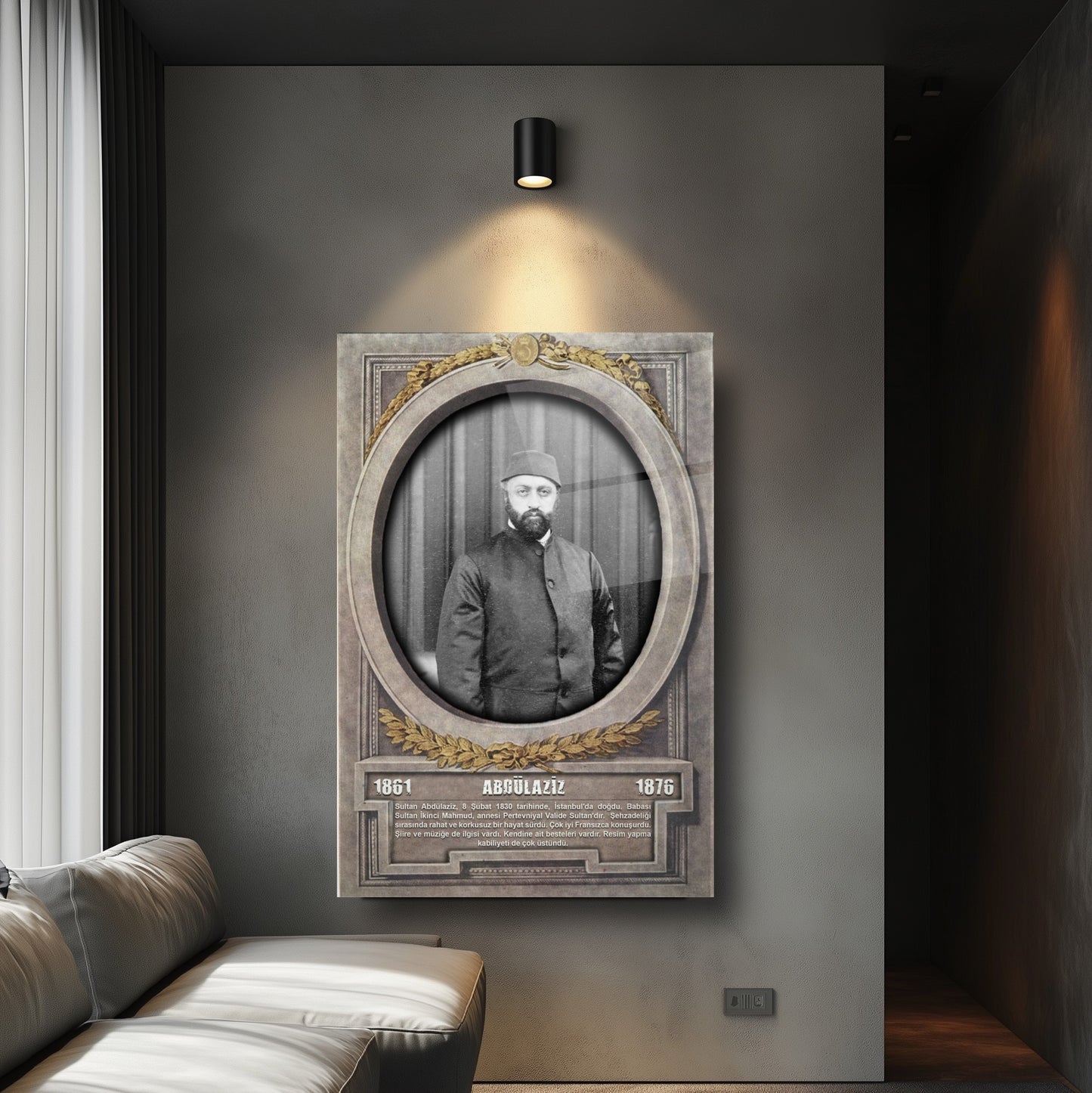 Osmanlı Padişahı Abdülaziz Cam Tablo