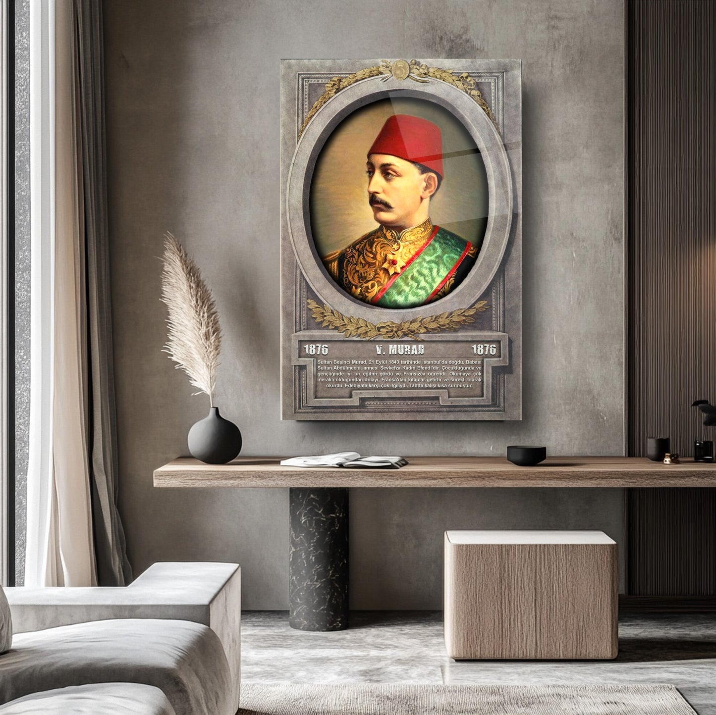 Osmanlı Padişahı 5. Murad Cam Tablo