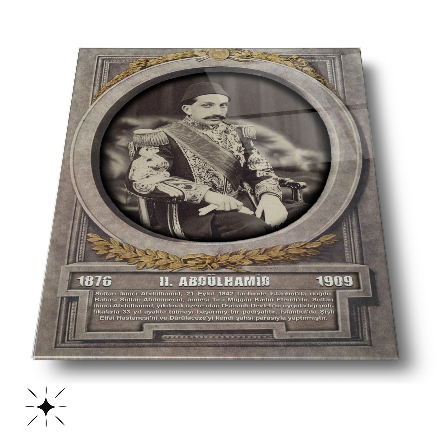 Osmanlı Padişahı 2. Abdülhamid Cam Tablo