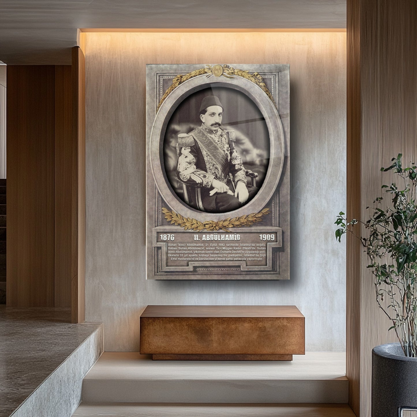Osmanlı Padişahı 2. Abdülhamid Cam Tablo