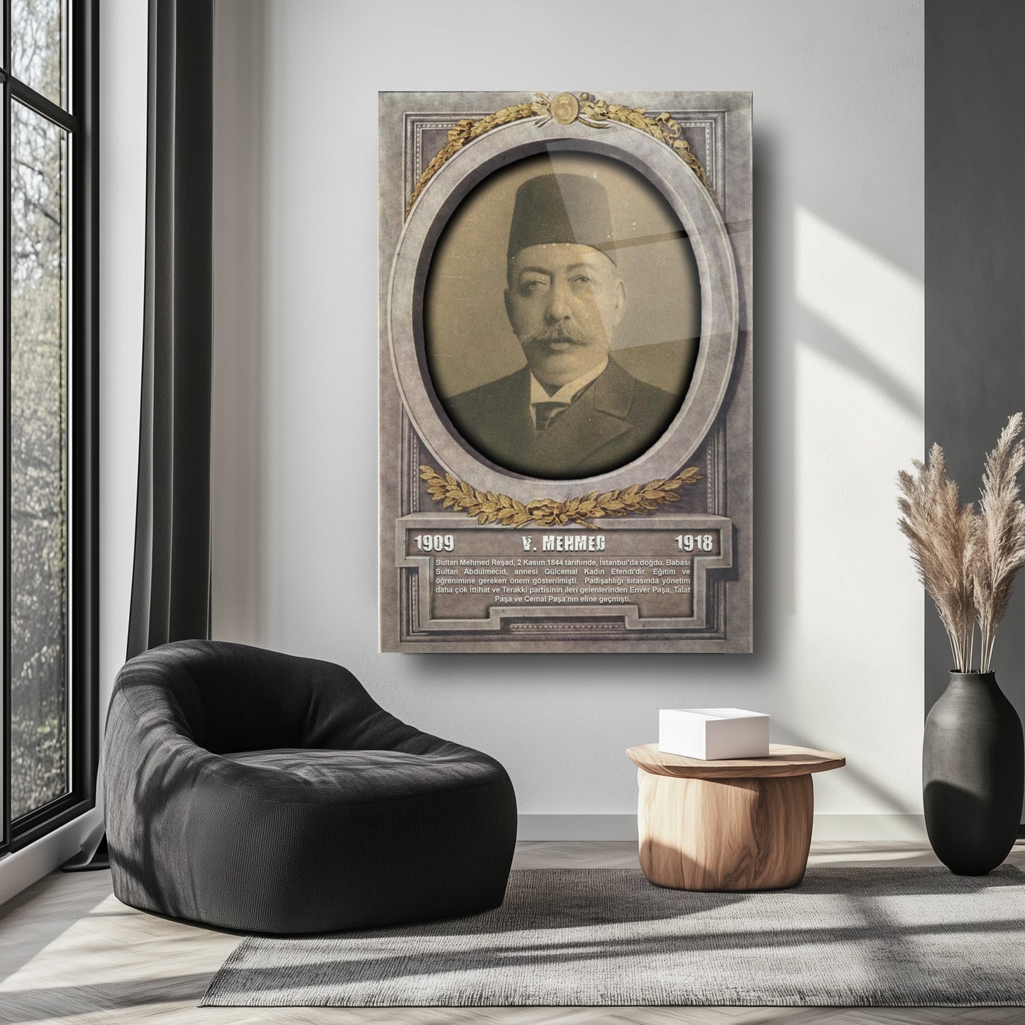 Osmanlı Padişahı 5. Mehmed Cam Tablo