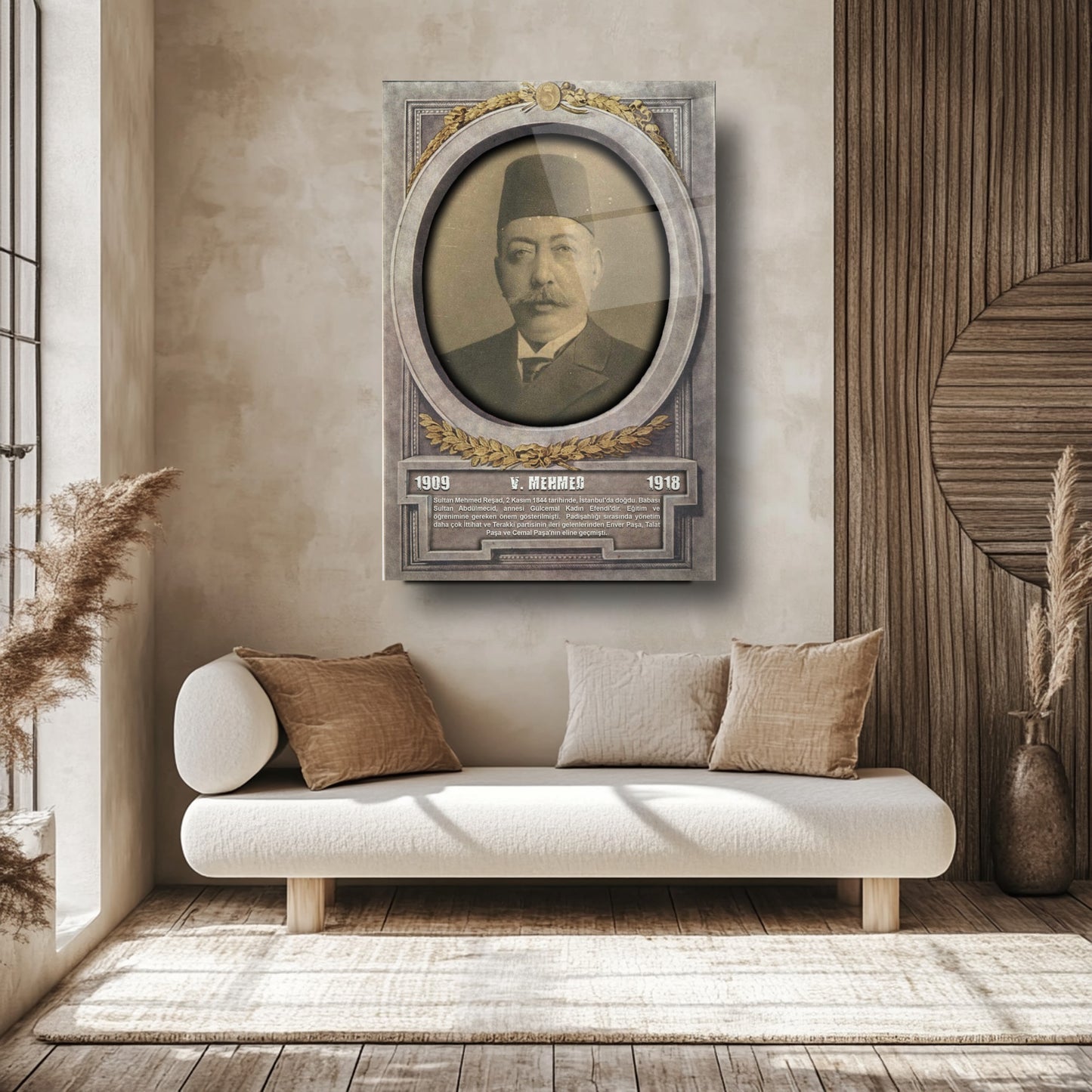 Osmanlı Padişahı 5. Mehmed Cam Tablo