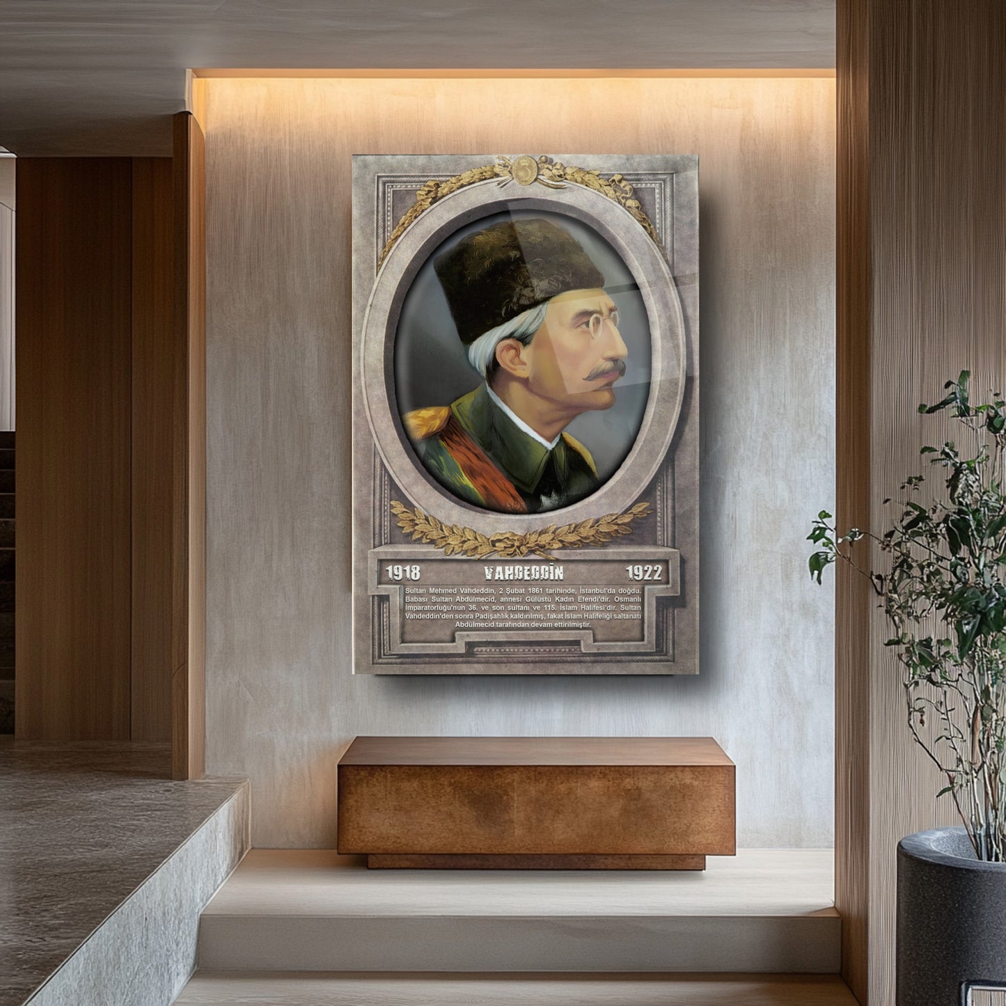 Osmanlı Padişahı Vahdettin Cam Tablo