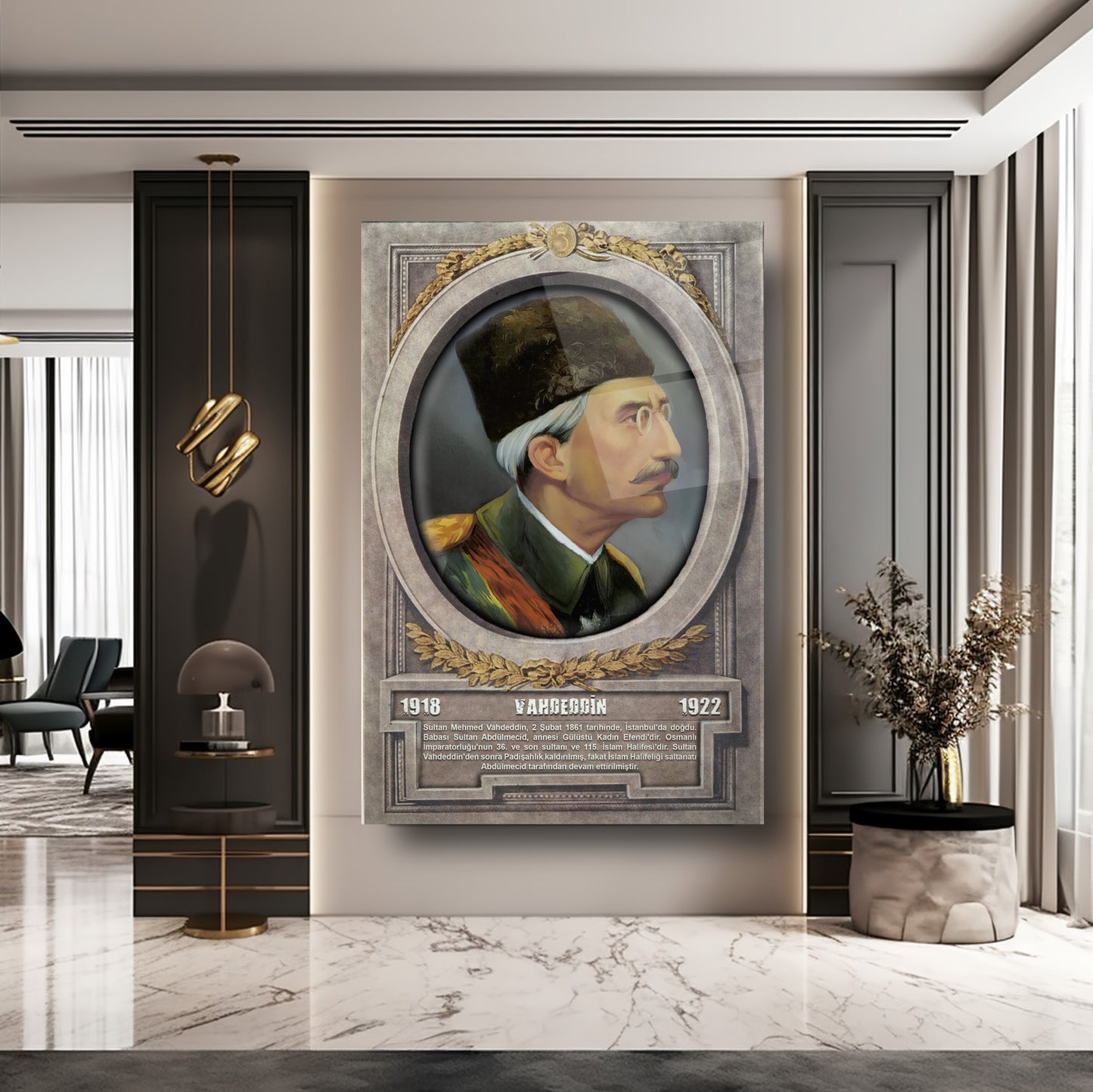Osmanlı Padişahı Vahdettin Cam Tablo