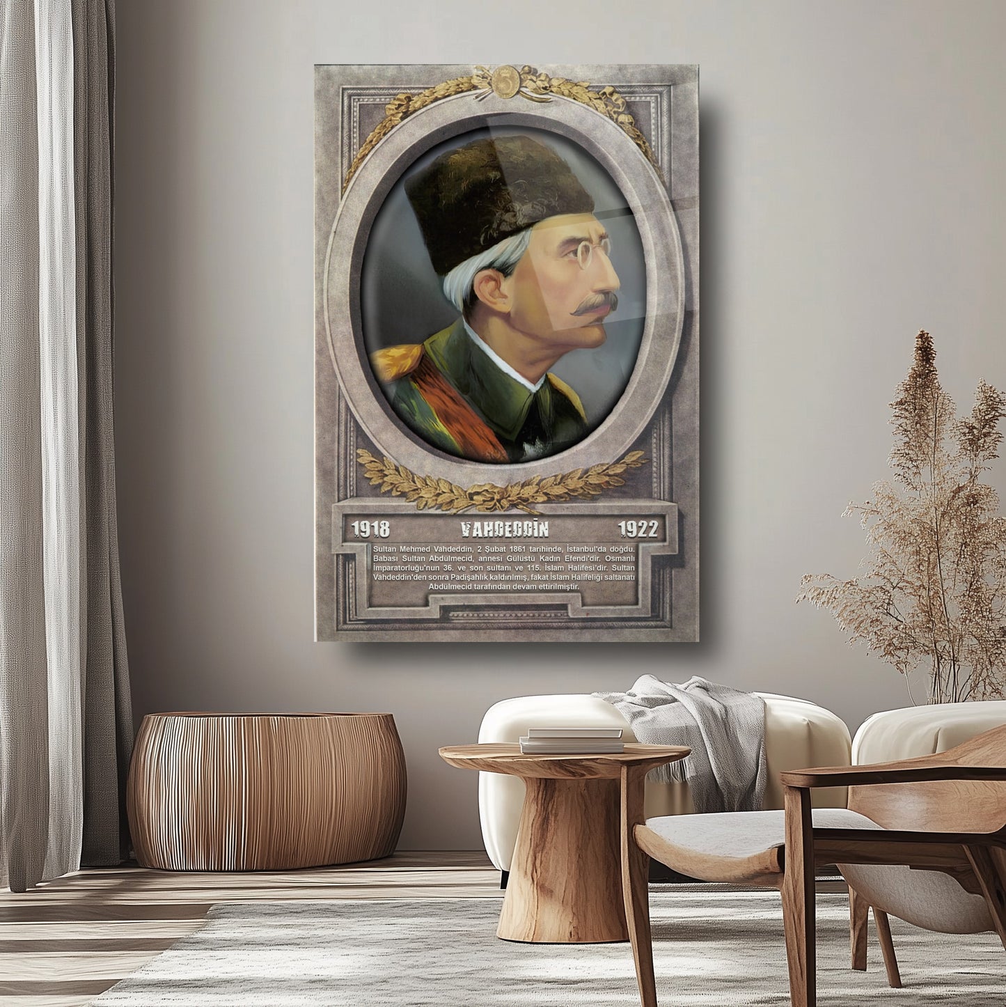 Osmanlı Padişahı Vahdettin Cam Tablo