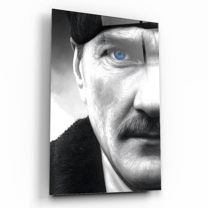 Mavi Gözlü Atatürk Cam Tablo