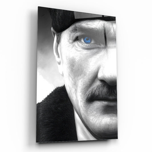 Mavi Gözlü Atatürk Cam Tablo