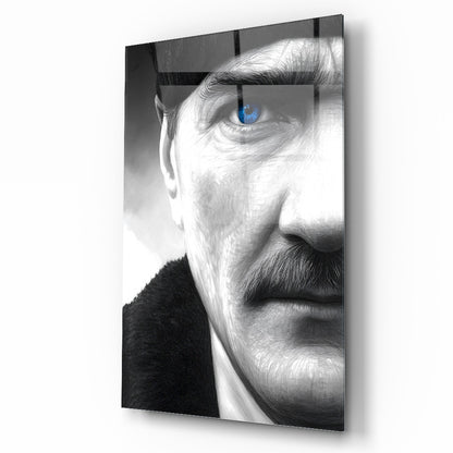 Mavi Gözlü Atatürk Cam Tablo