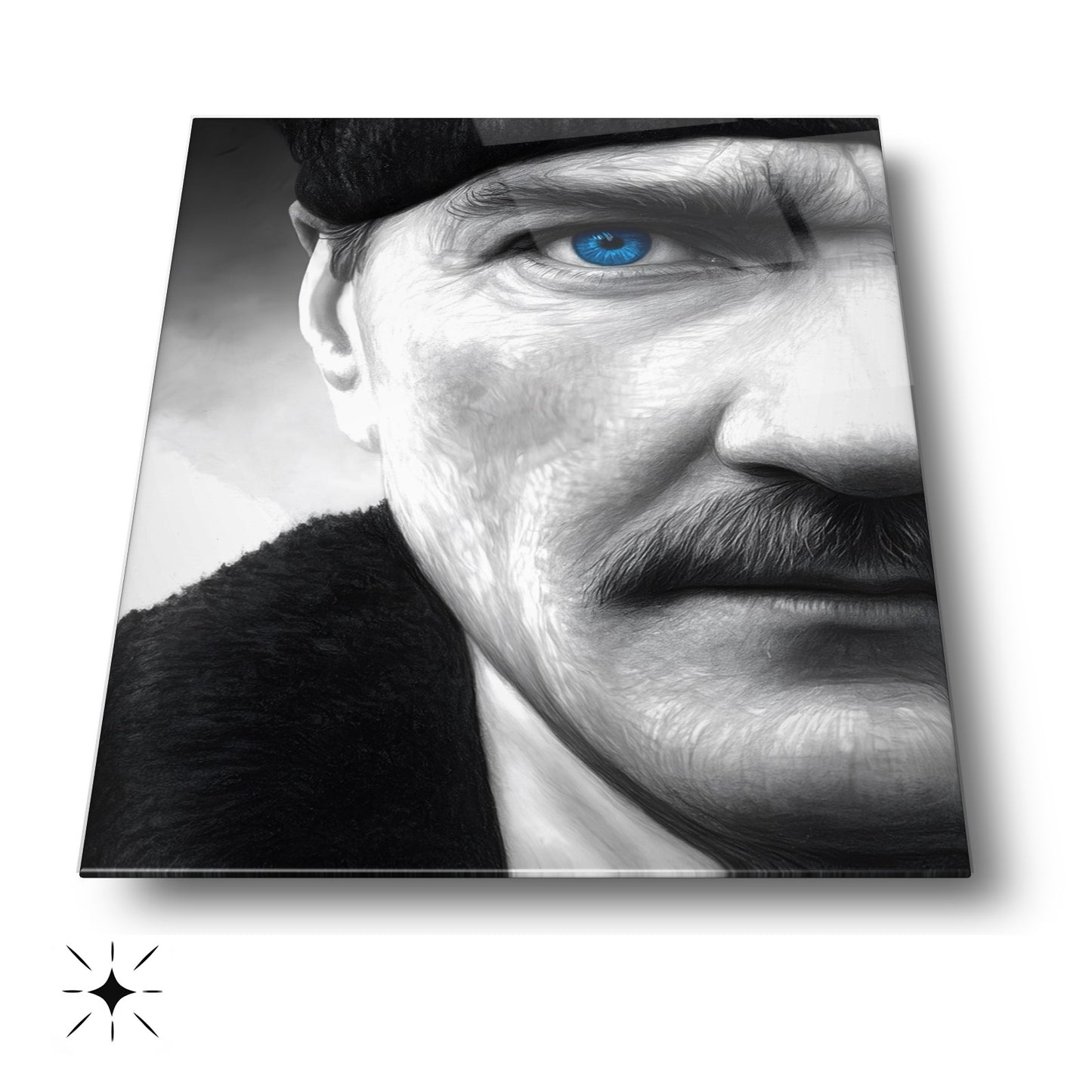 Mavi Gözlü Atatürk Cam Tablo
