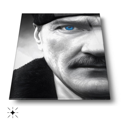 Mavi Gözlü Atatürk Cam Tablo