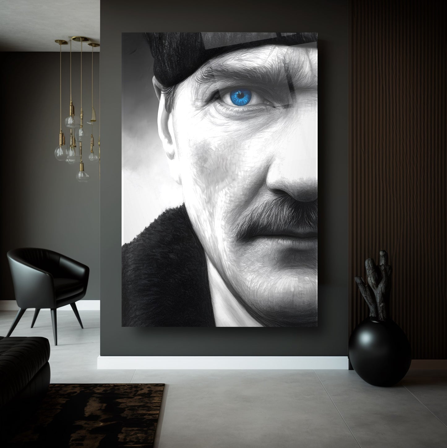 Mavi Gözlü Atatürk Cam Tablo