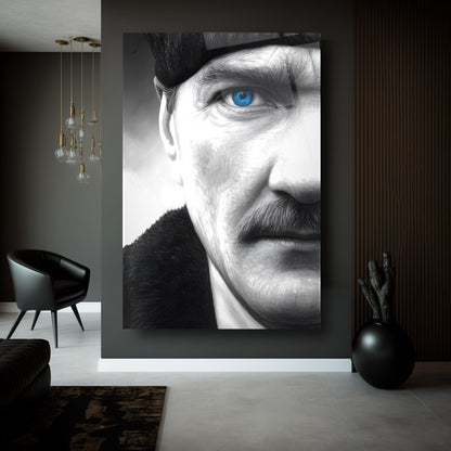 Mavi Gözlü Atatürk Cam Tablo