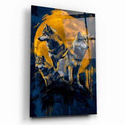 Ay Manzarası ve Kurtlar Cam Tablo