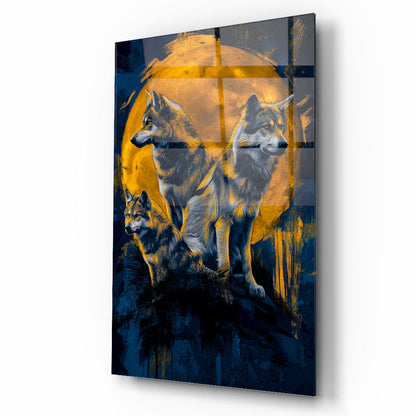 Ay Manzarası ve Kurtlar Cam Tablo