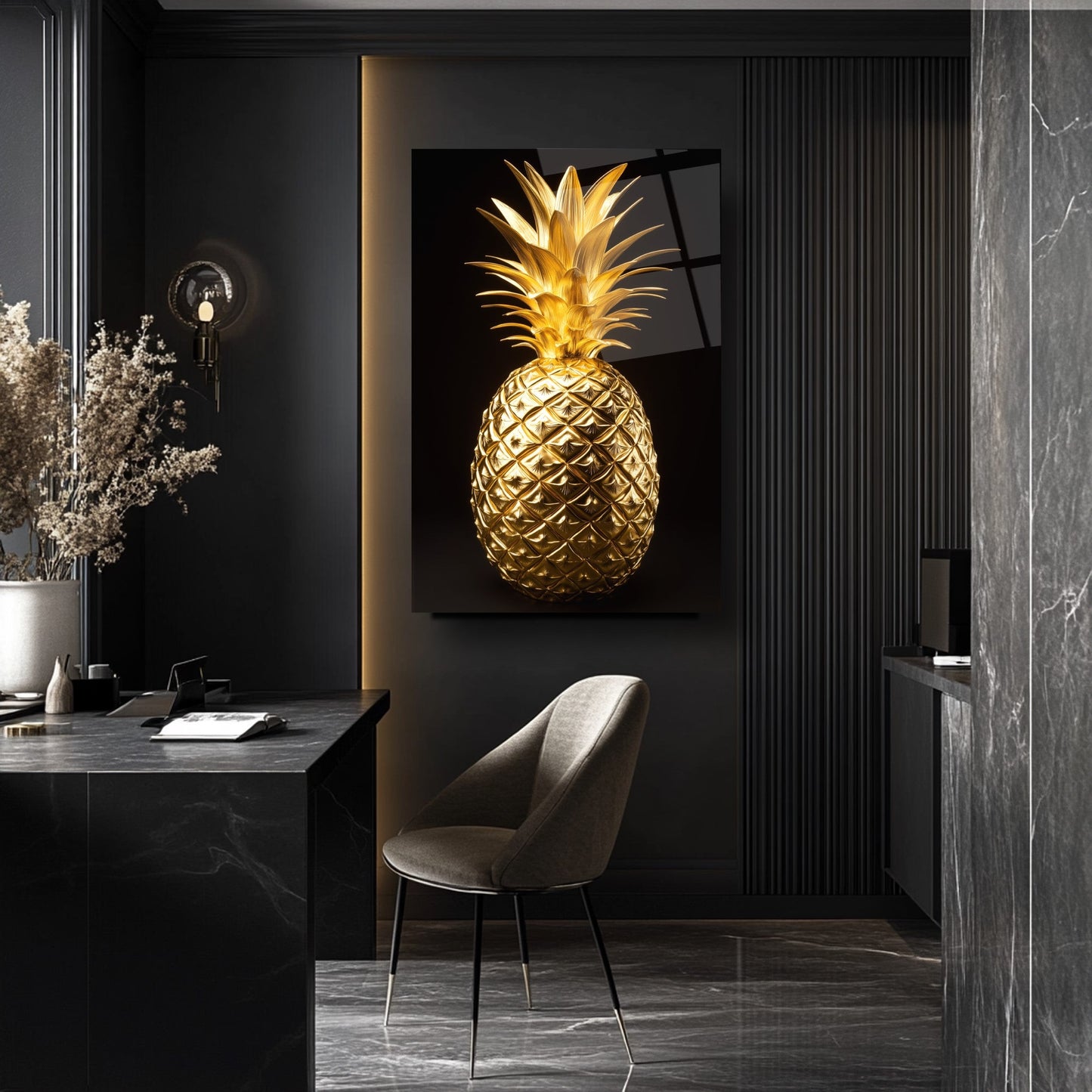 Gold Ananas Cam Tablo