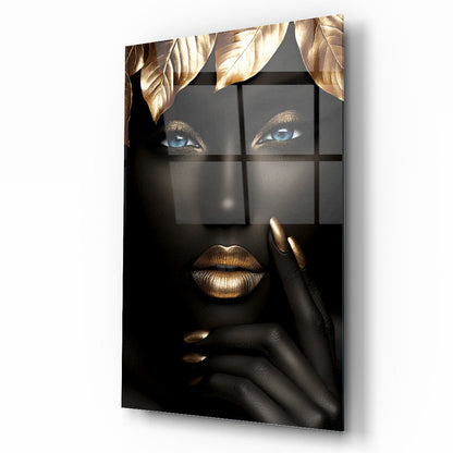 Afrikalı Siyahi Kadın Cam Tablo