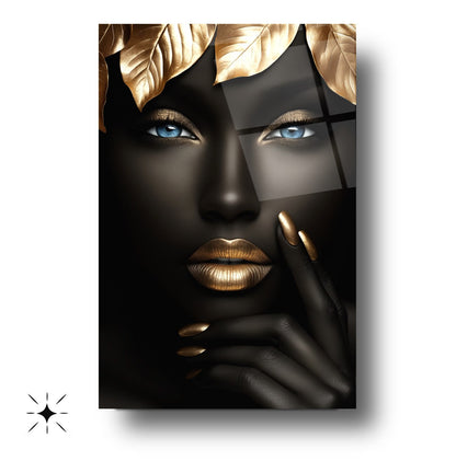 Afrikalı Siyahi Kadın Cam Tablo