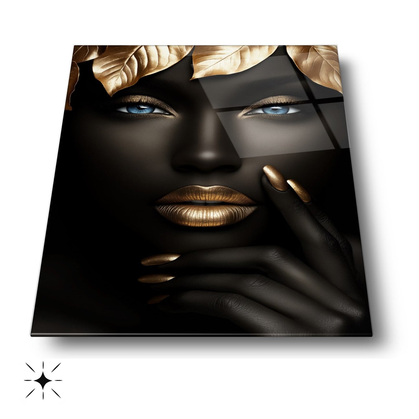 Afrikalı Siyahi Kadın Cam Tablo