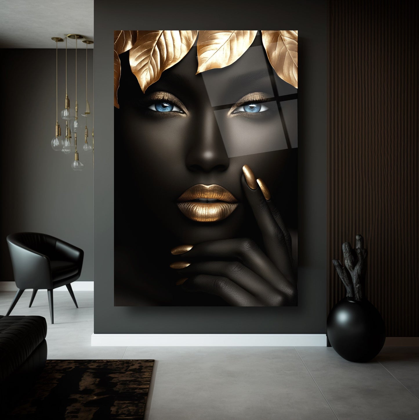 Afrikalı Siyahi Kadın Cam Tablo