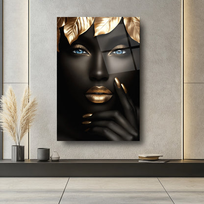 Afrikalı Siyahi Kadın Cam Tablo
