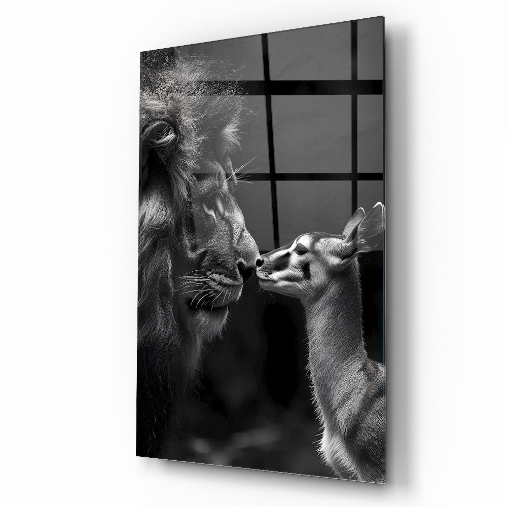 Aslan ve Ceylan Cam Tablo