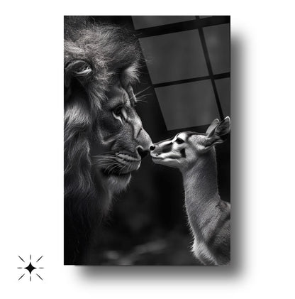 Aslan ve Ceylan Cam Tablo