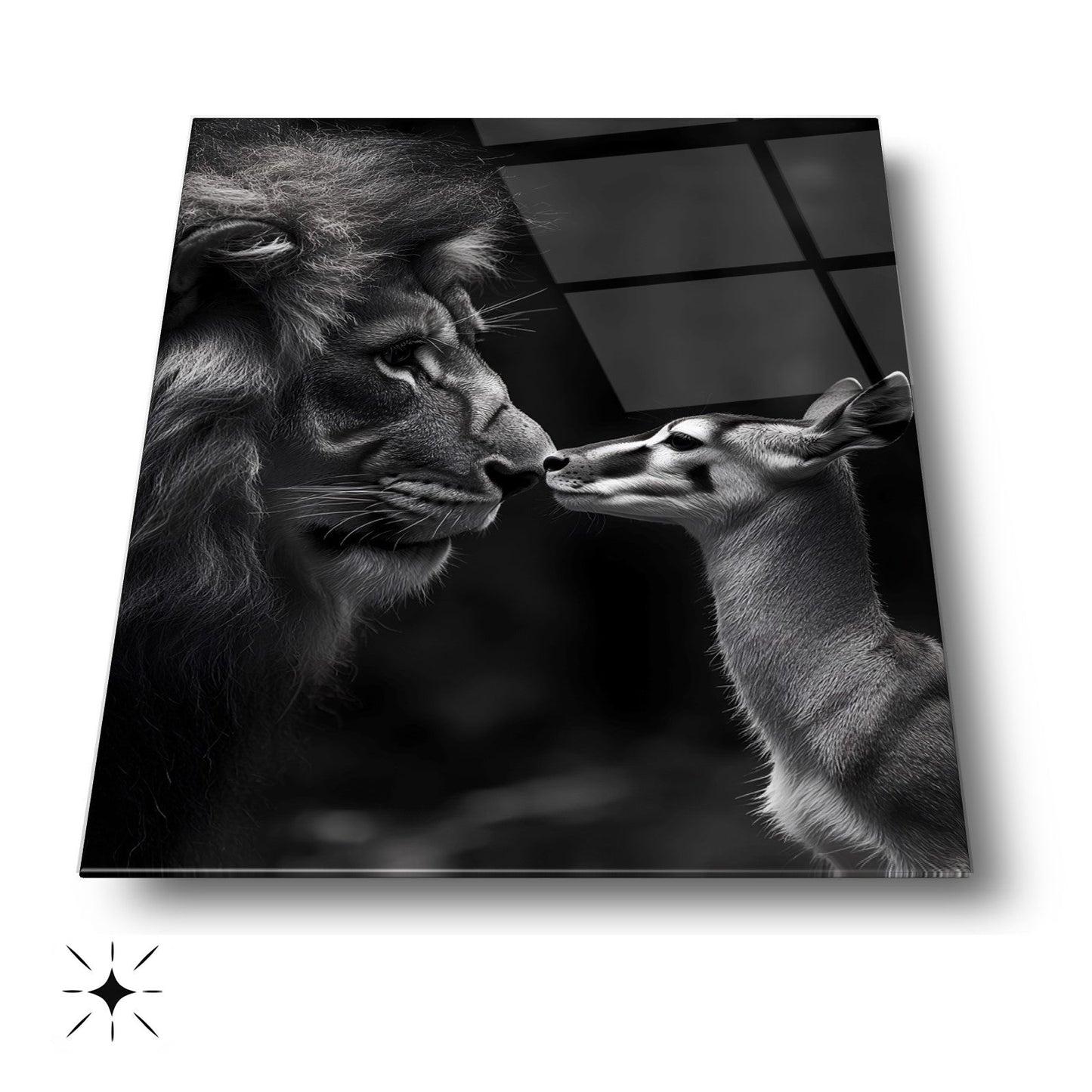 Aslan ve Ceylan Cam Tablo