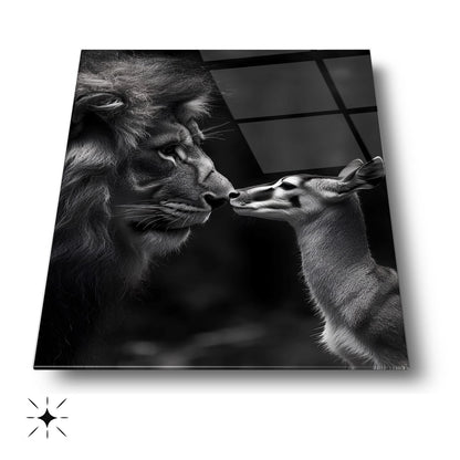 Aslan ve Ceylan Cam Tablo