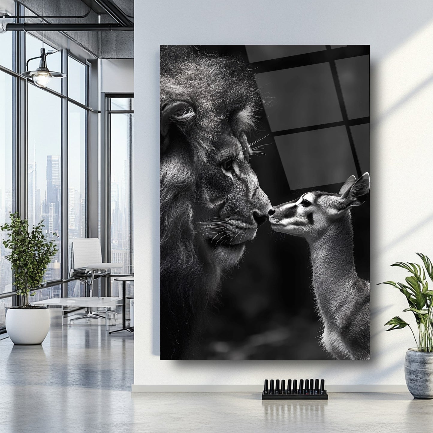 Aslan ve Ceylan Cam Tablo