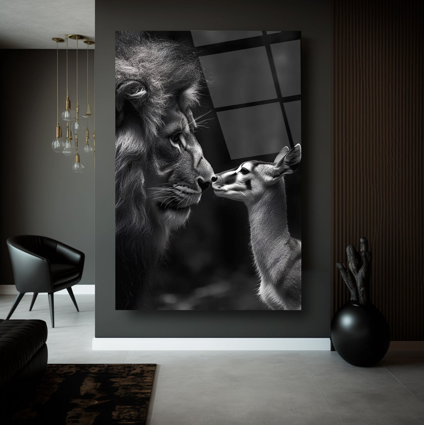 Aslan ve Ceylan Cam Tablo