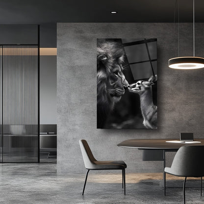 Aslan ve Ceylan Cam Tablo