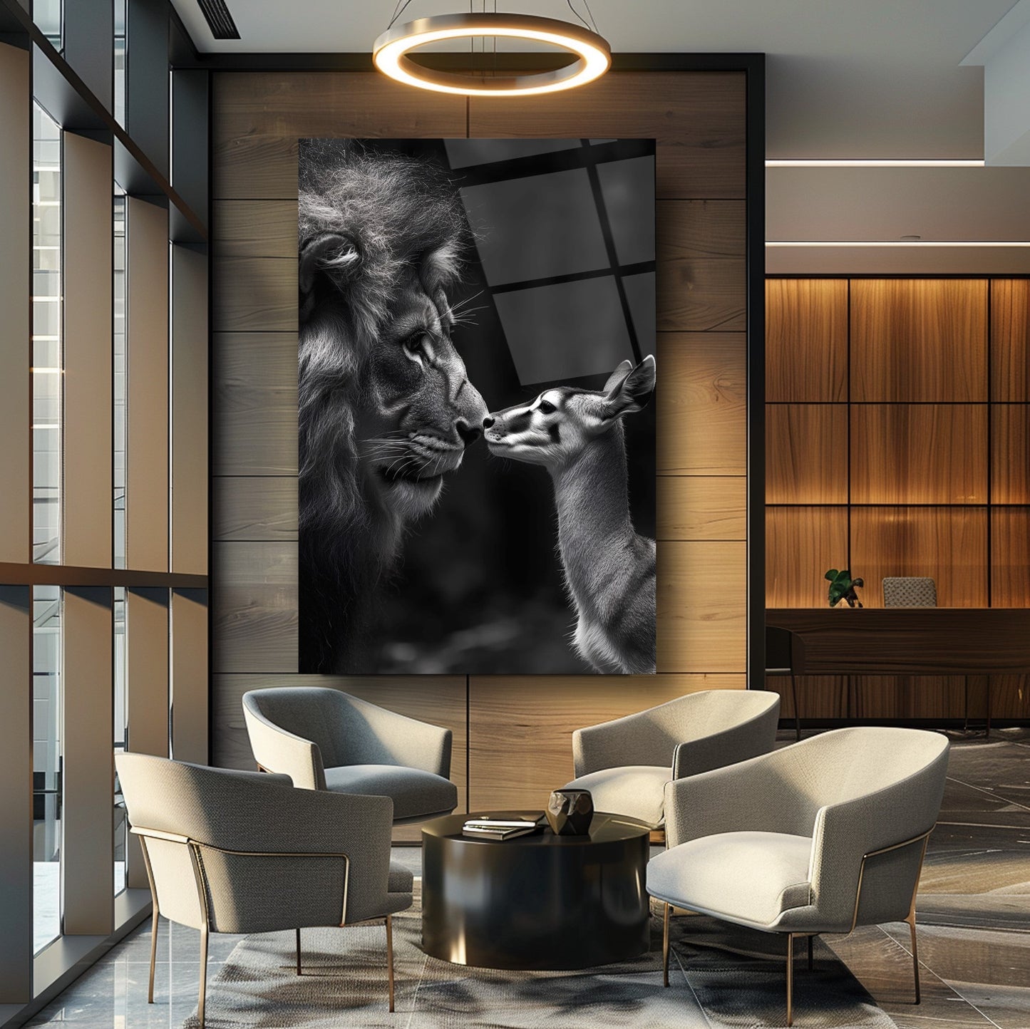 Aslan ve Ceylan Cam Tablo