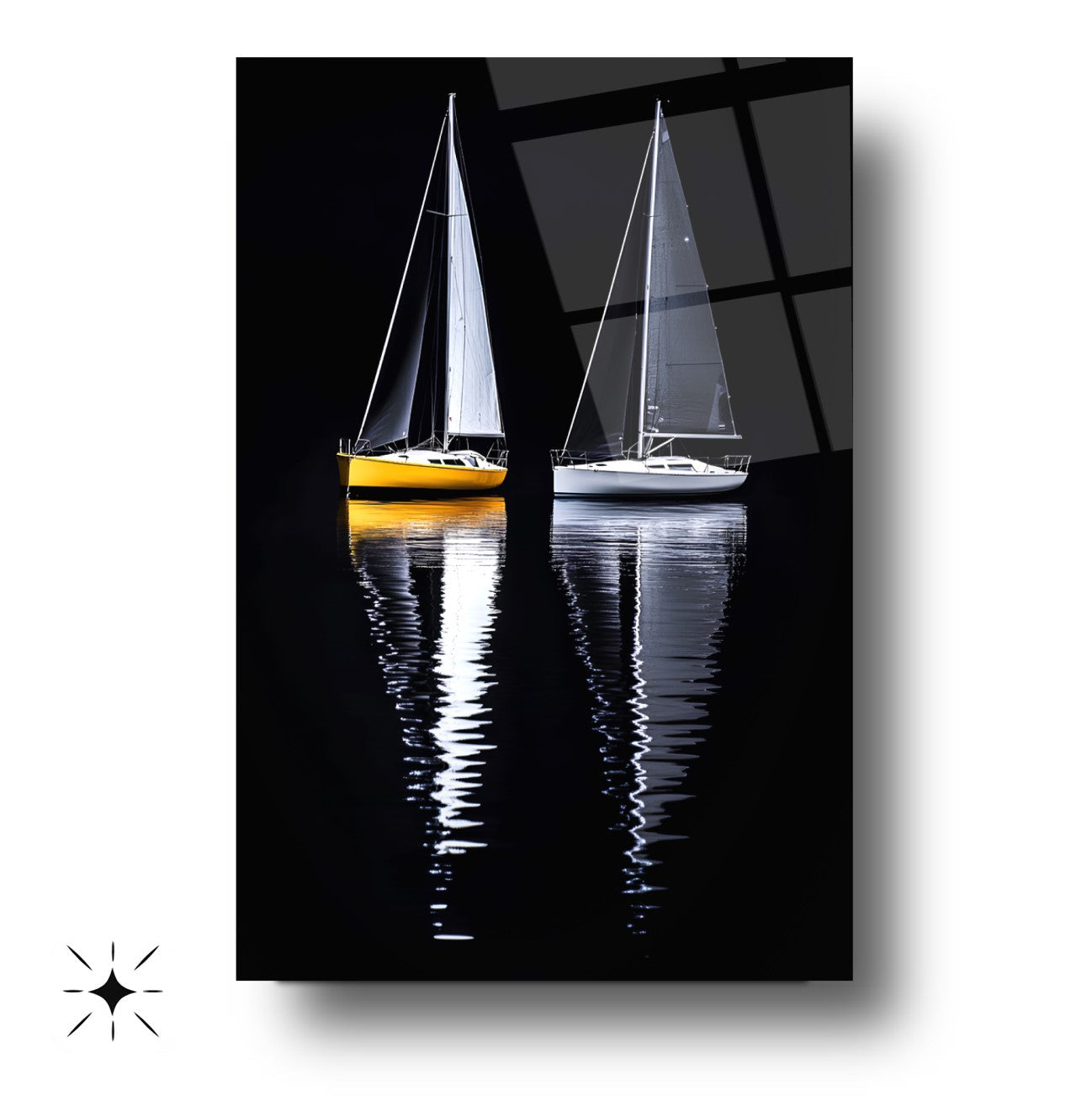 Denizde Yelkenli Manzarası Cam Tablo