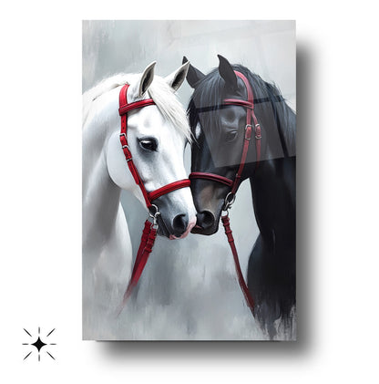 Siyah Beyaz At Cam Tablo