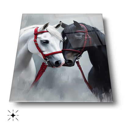 Siyah Beyaz At Cam Tablo