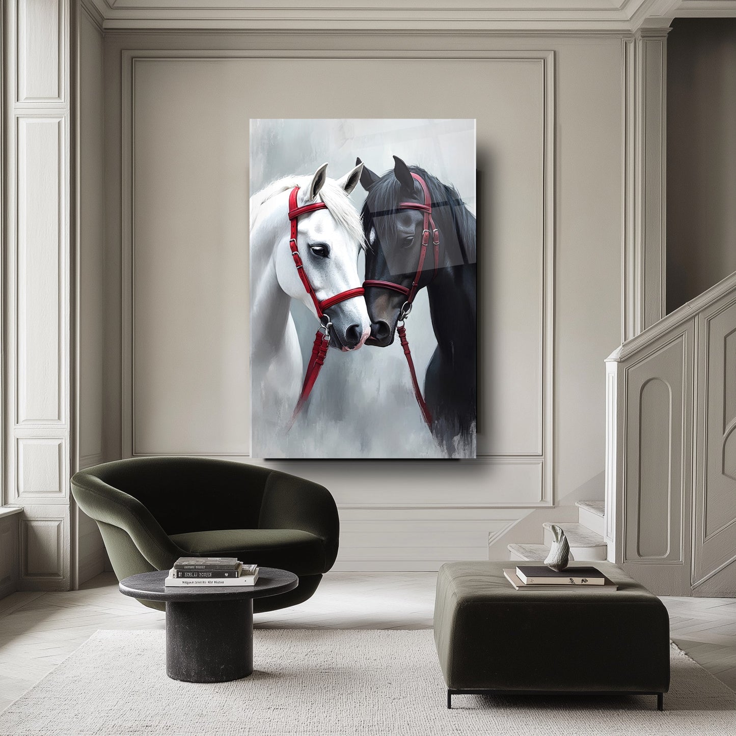 Siyah Beyaz At Cam Tablo