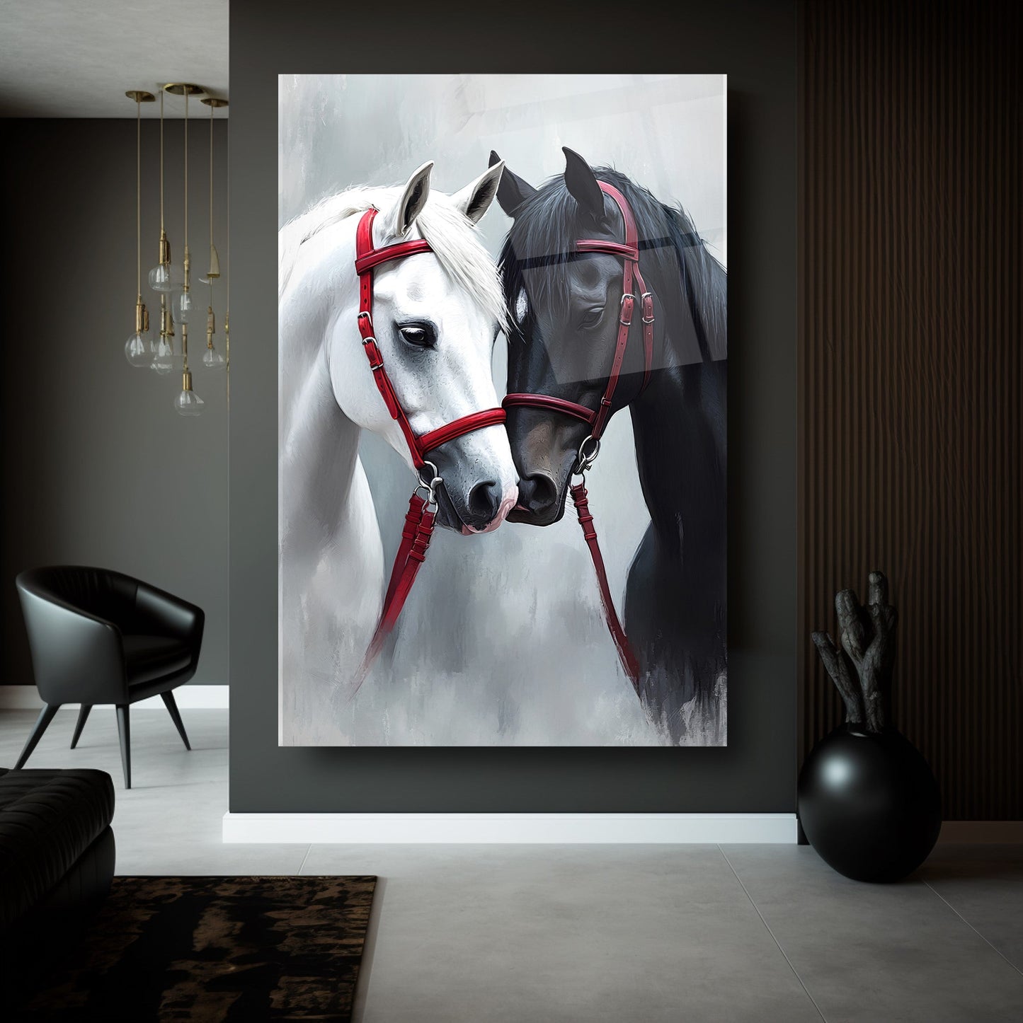 Siyah Beyaz At Cam Tablo