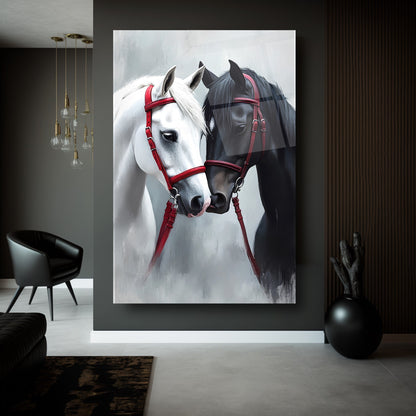 Siyah Beyaz At Cam Tablo