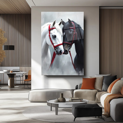 Siyah Beyaz At Cam Tablo