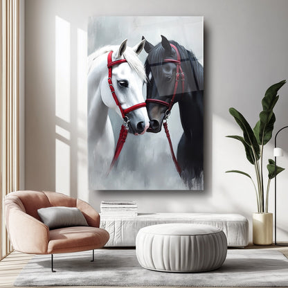 Siyah Beyaz At Cam Tablo