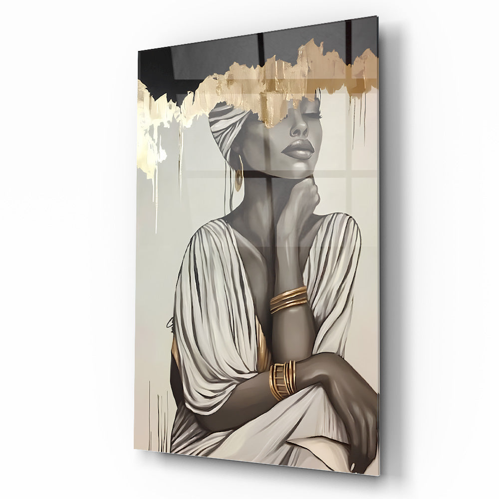 Gold Detay Kadın Model Cam Tablo