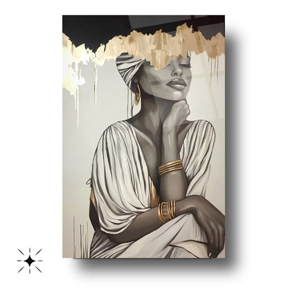 Gold Detay Kadın Model Cam Tablo