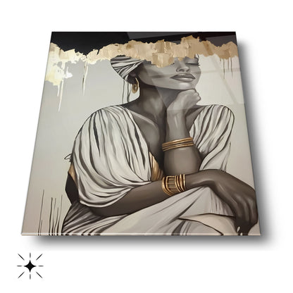 Gold Detay Kadın Model Cam Tablo