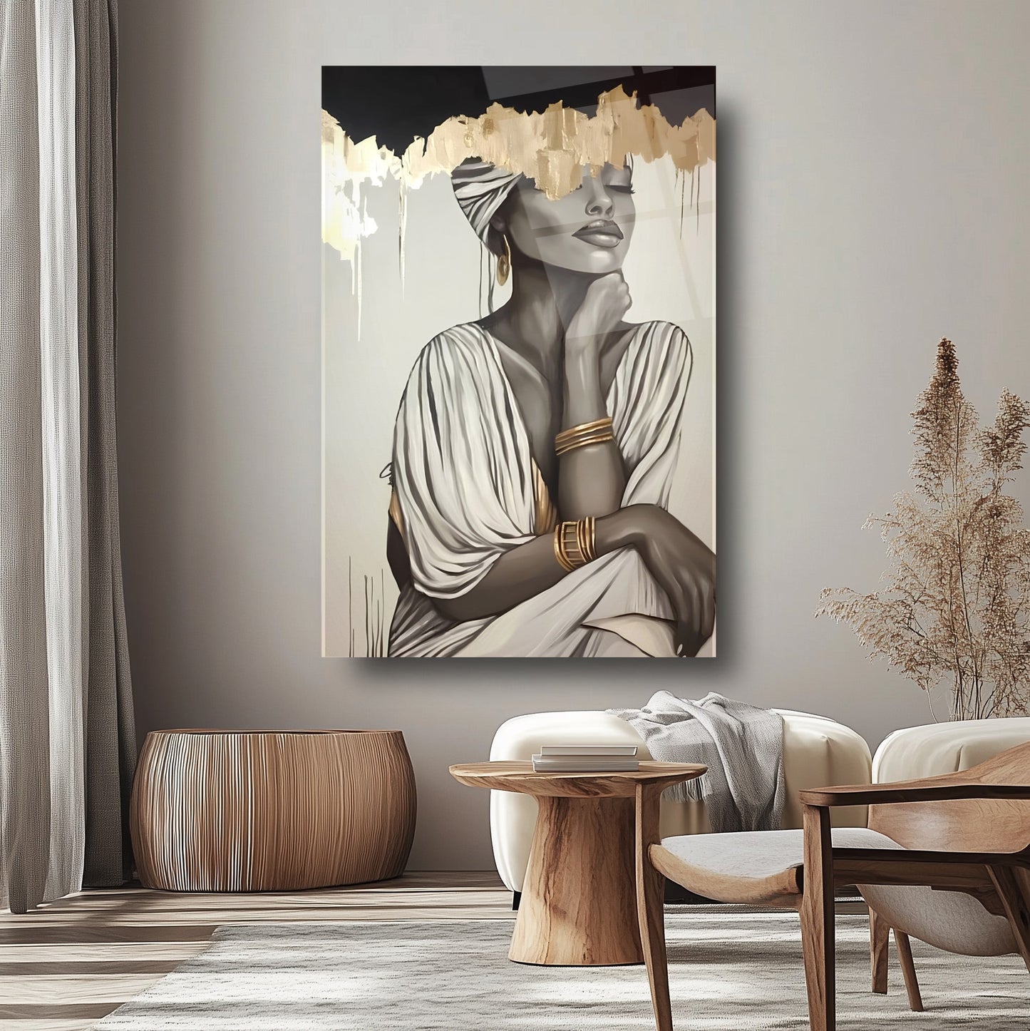 Gold Detay Kadın Model Cam Tablo